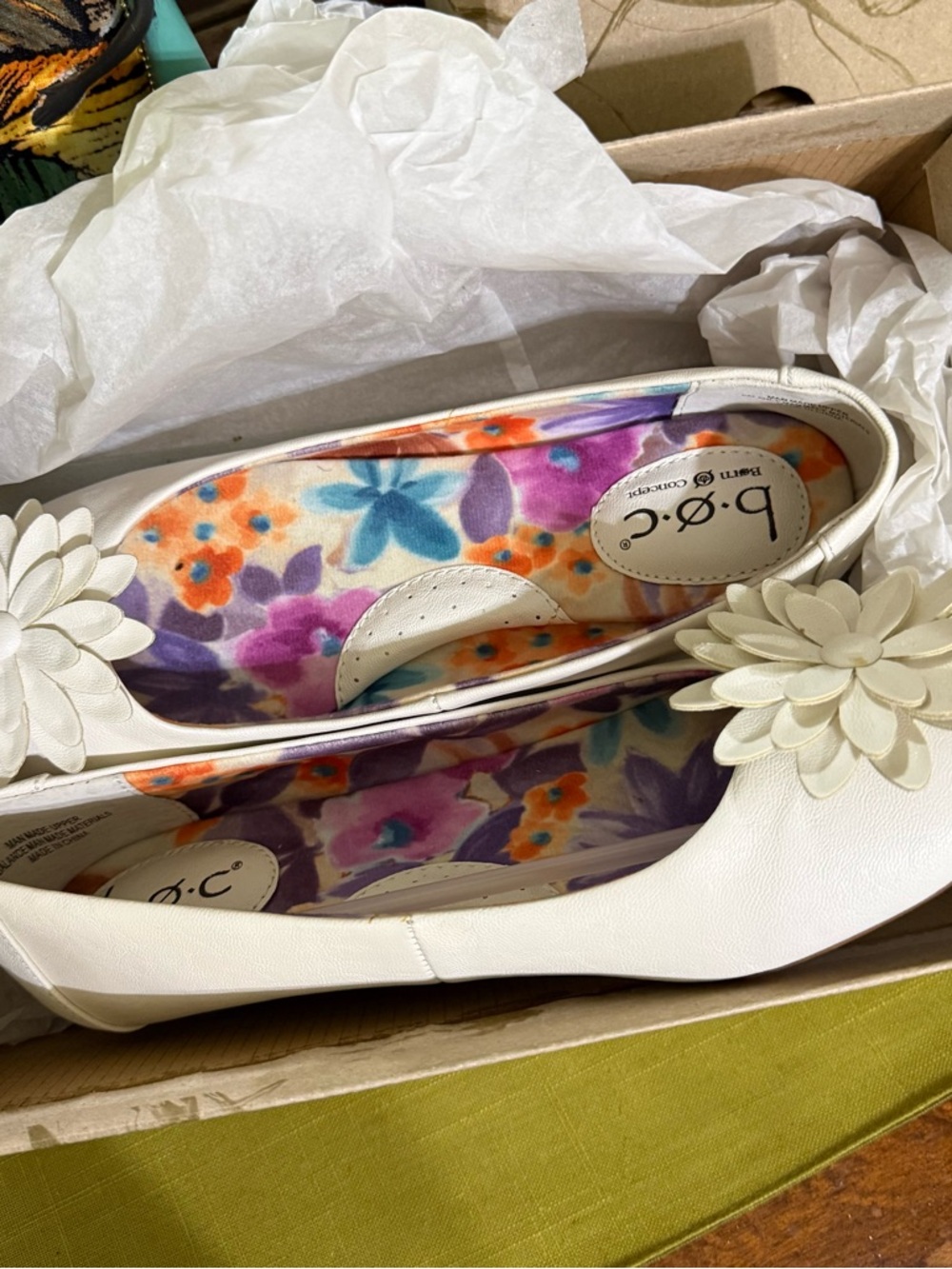 b.o.c. Cream Floral Applique Ballet Flats - Picture 10 of 16